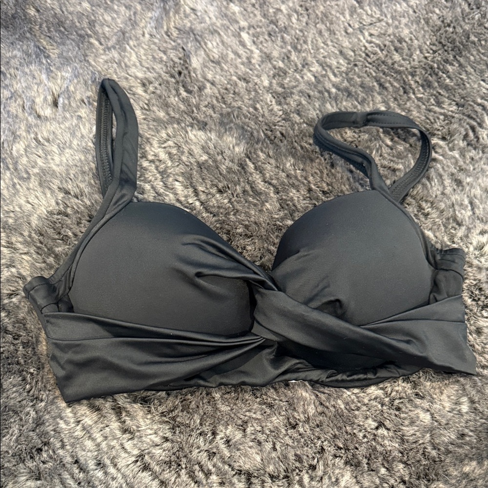 VENUS Black Bikini Top with Twist Detail